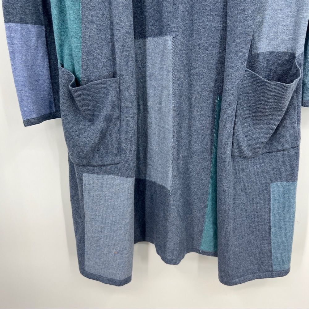 J. Jill Multi Patchwork Colorblock Blue Open Drap… - image 3